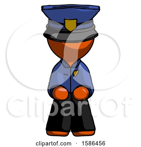 Orange Police Man Squatting Facing Front by Leo Blanchette