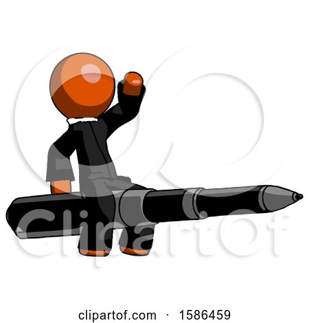Orange Clergy Man Riding a Pen like a Giant Rocket by Leo Blanchette