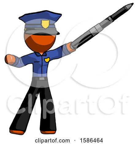 Orange Police Man Demonstrating That Indeed the Pen Is Mightier by Leo Blanchette