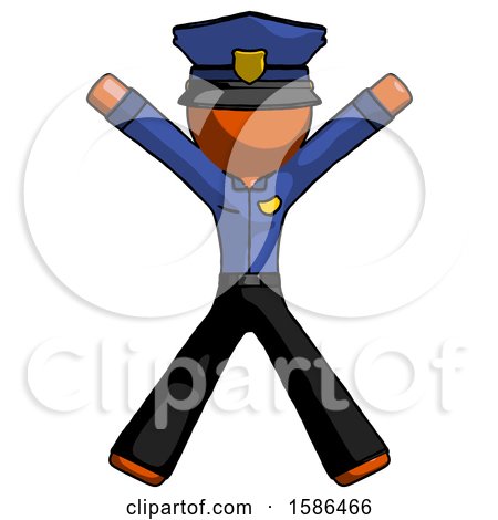 Orange Police Man Jumping or Flailing by Leo Blanchette