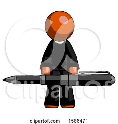 Orange Clergy Man Weightlifting a Giant Pen by Leo Blanchette