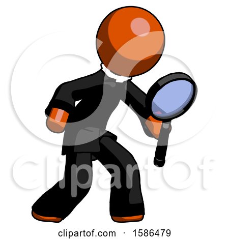 Orange Clergy Man Inspecting with Large Magnifying Glass Right by Leo Blanchette