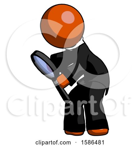 Orange Clergy Man Inspecting with Large Magnifying Glass Left by Leo Blanchette