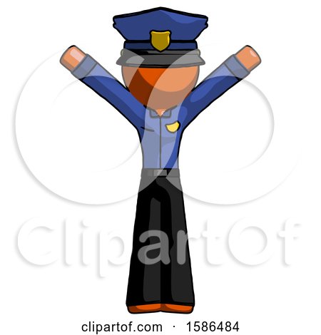 Orange Police Man with Arms out Joyfully by Leo Blanchette