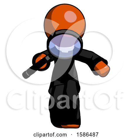 Orange Clergy Man Looking down Through Magnifying Glass by Leo Blanchette