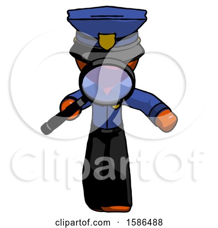 Orange Police Man Looking down Through Magnifying Glass by Leo Blanchette