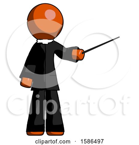 Orange Clergy Man Teacher or Conductor with Stick or Baton Directing by Leo Blanchette
