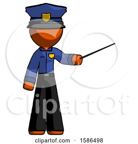 Orange Police Man Teacher or Conductor with Stick or Baton Directing by Leo Blanchette