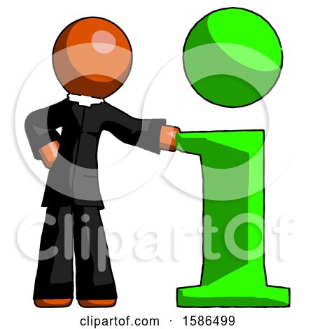 Orange Clergy Man with Info Symbol Leaning up Against It by Leo Blanchette