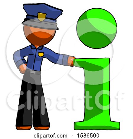 Orange Police Man with Info Symbol Leaning up Against It by Leo Blanchette