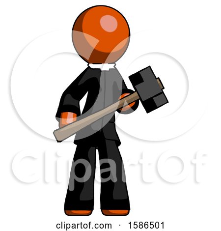 Orange Clergy Man with Sledgehammer Standing Ready to Work or Defend by Leo Blanchette