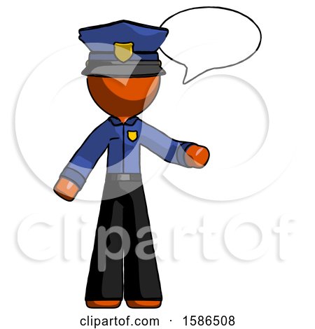 Orange Police Man with Word Bubble Talking Chat Icon by Leo Blanchette