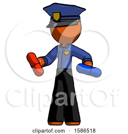 Orange Police Man Red Pill or Blue Pill Concept by Leo Blanchette