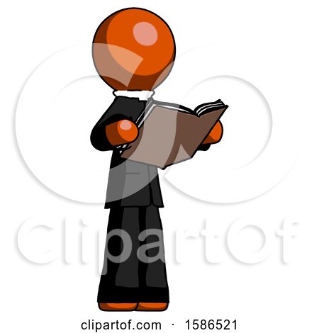 Orange Clergy Man Reading Book While Standing up Facing Away by Leo Blanchette