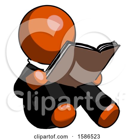 Orange Clergy Man Reading Book While Sitting down by Leo Blanchette