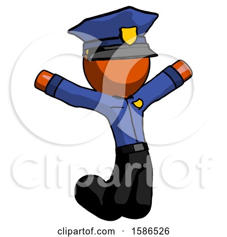 Orange Police Man Jumping or Kneeling with Gladness by Leo Blanchette