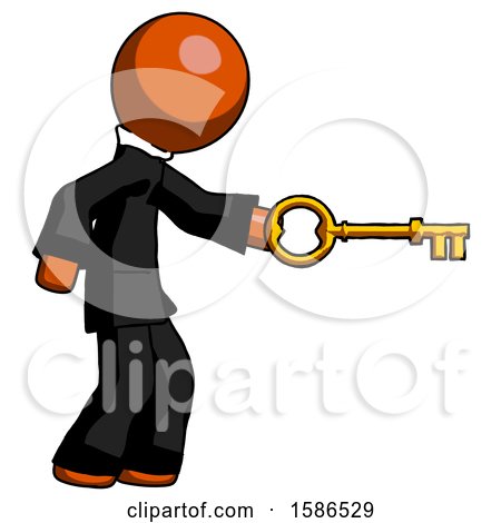 Orange Clergy Man with Big Key of Gold Opening Something by Leo Blanchette