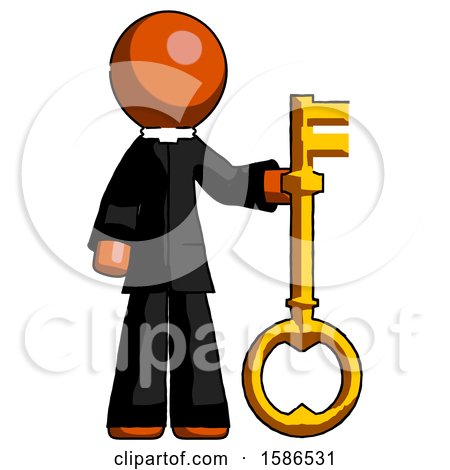 Orange Clergy Man Holding Key Made of Gold by Leo Blanchette