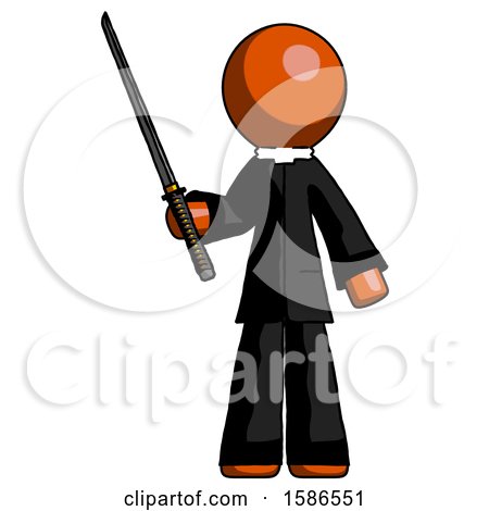 Orange Clergy Man Standing up with Ninja Sword Katana by Leo Blanchette