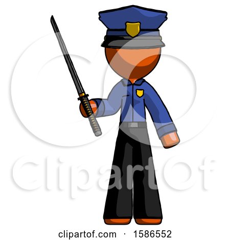 Orange Police Man Standing up with Ninja Sword Katana by Leo Blanchette