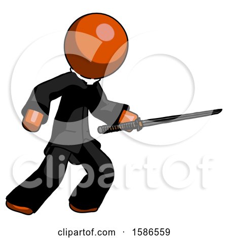 Orange Clergy Man Stabbing with Ninja Sword Katana by Leo Blanchette
