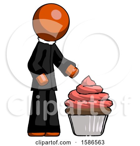 Orange Clergy Man with Giant Cupcake Dessert by Leo Blanchette