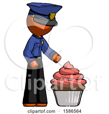 Orange Police Man with Giant Cupcake Dessert by Leo Blanchette