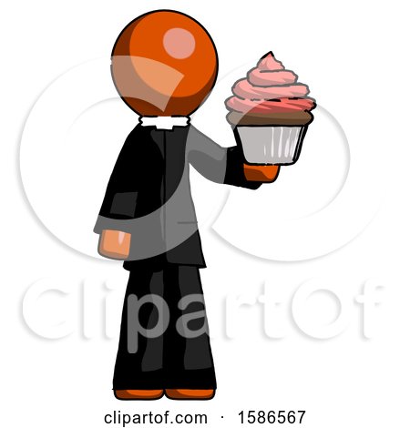 Orange Clergy Man Presenting Pink Cupcake to Viewer by Leo Blanchette