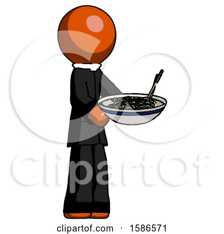 Orange Clergy Man Holding Noodles Offering to Viewer by Leo Blanchette