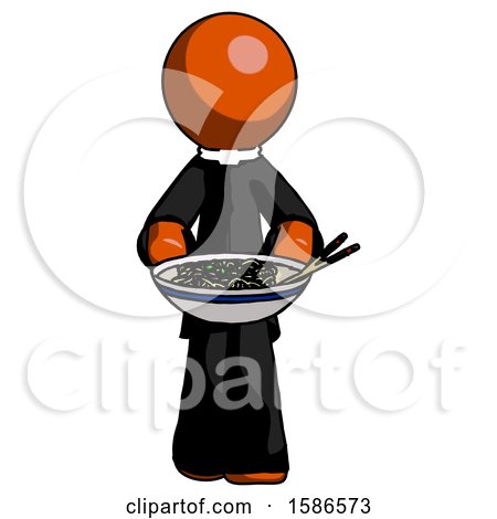 Orange Clergy Man Serving or Presenting Noodles by Leo Blanchette