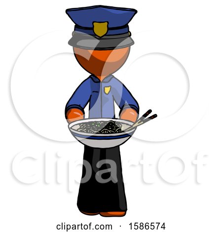 Orange Police Man Serving or Presenting Noodles by Leo Blanchette