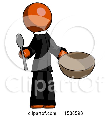 Orange Clergy Man with Empty Bowl and Spoon Ready to Make Something by Leo Blanchette
