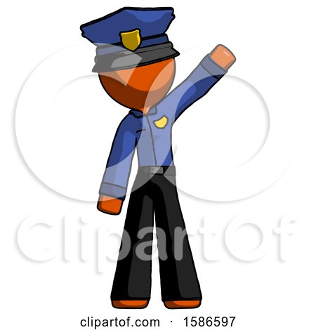Orange Police Man Waving Emphatically with Left Arm by Leo Blanchette