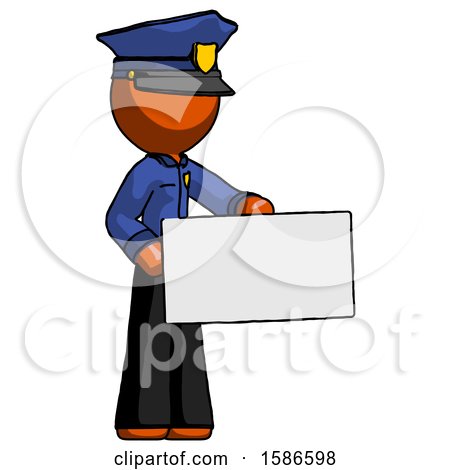 Orange Police Man Presenting Large Envelope by Leo Blanchette