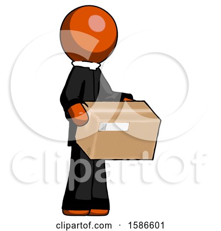 Orange Clergy Man Holding Package to Send or Recieve in Mail by Leo Blanchette