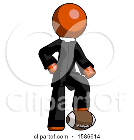 Orange Clergy Man Standing with Foot on Football by Leo Blanchette