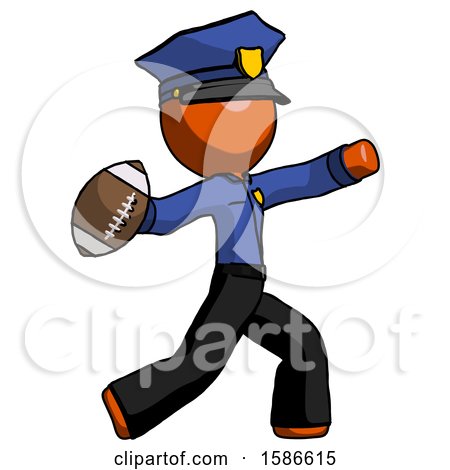 Orange Police Man Throwing Football by Leo Blanchette