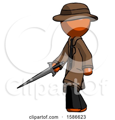 Orange Detective Man with Sword Walking Confidently by Leo Blanchette