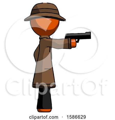 Orange Detective Man Firing a Handgun by Leo Blanchette