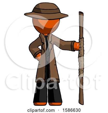 Orange Detective Man Holding Staff or Bo Staff by Leo Blanchette
