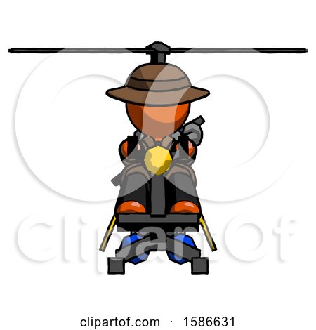 Orange Detective Man Flying in Gyrocopter Front View by Leo Blanchette