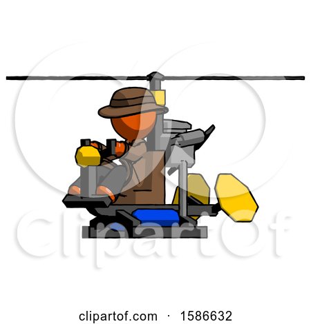 Orange Detective Man Flying in Gyrocopter Front Side Angle View by Leo Blanchette