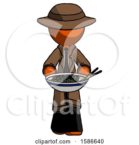 Orange Detective Man Serving or Presenting Noodles by Leo Blanchette
