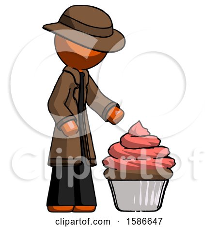 Orange Detective Man with Giant Cupcake Dessert by Leo Blanchette