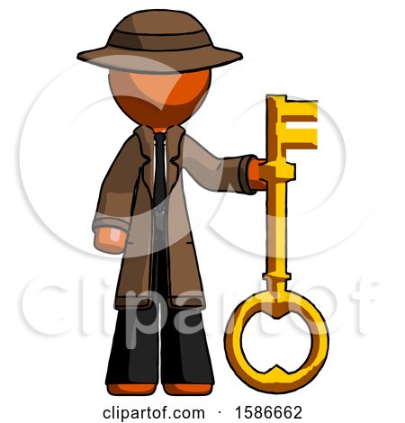 Orange Detective Man Holding Key Made of Gold by Leo Blanchette