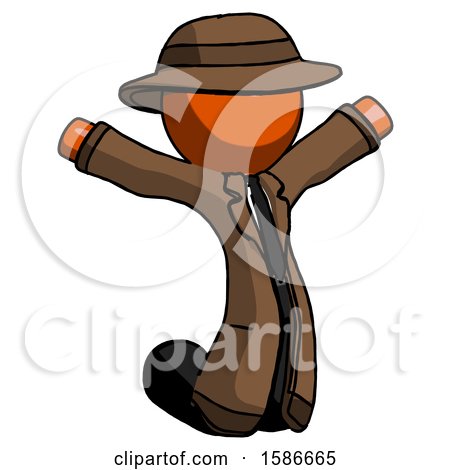 Orange Detective Man Jumping or Kneeling with Gladness by Leo Blanchette
