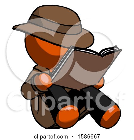 Orange Detective Man Reading Book While Sitting down by Leo Blanchette