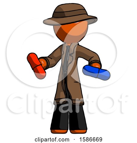 Orange Detective Man Red Pill or Blue Pill Concept by Leo Blanchette