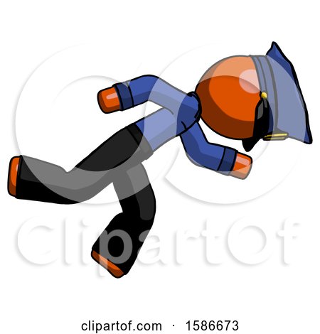 Orange Police Man Running While Falling down by Leo Blanchette