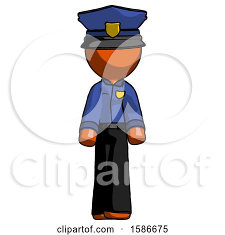 Orange Police Man Walking Front View by Leo Blanchette